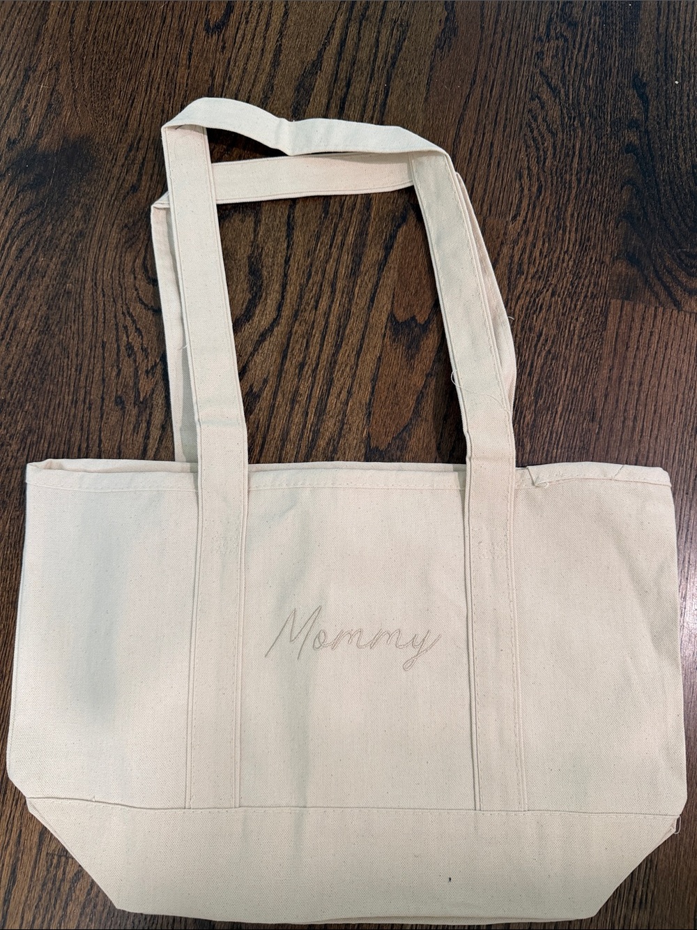 Mommy Canvas Tote Bag in Natural